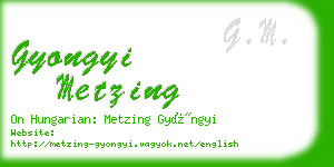 gyongyi metzing business card